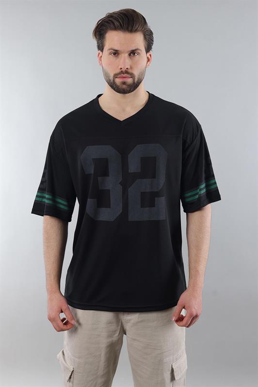 MDX Black Printed V-Neck Men's T-Shirt E5838 - Princeton