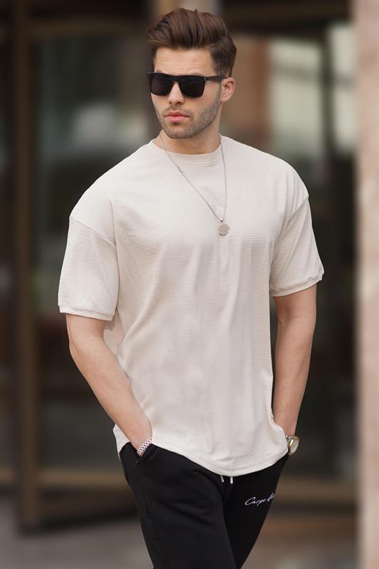 MDX Beige Basic Oversize Men's T-shirt 7012 - Las Cruces