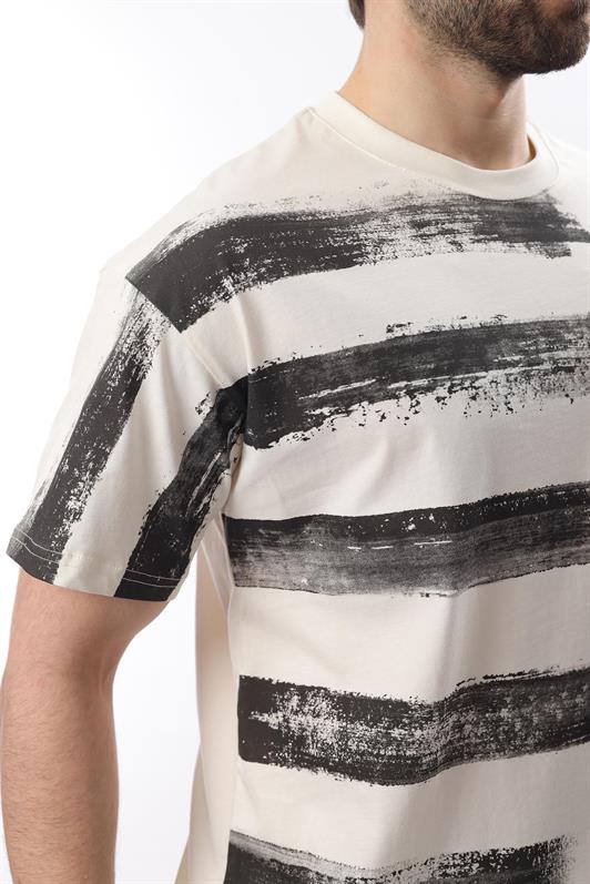 MDX Ecru Printed Regular Fit Men's T-shirt E7107 - Auxerre