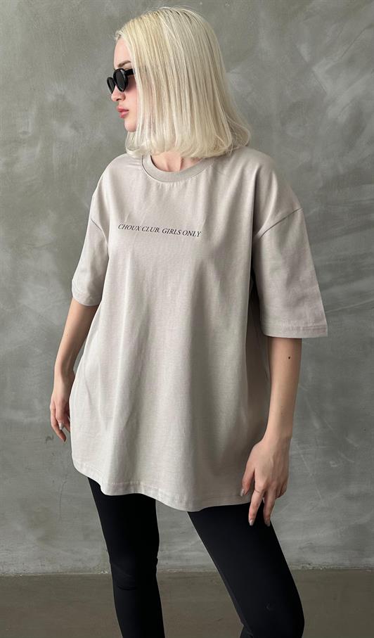MDX Painted Gray Oversized Back and Front Printed Bicycle Collar Short Sleeve T-Shirt MG2130 - Pénjamo