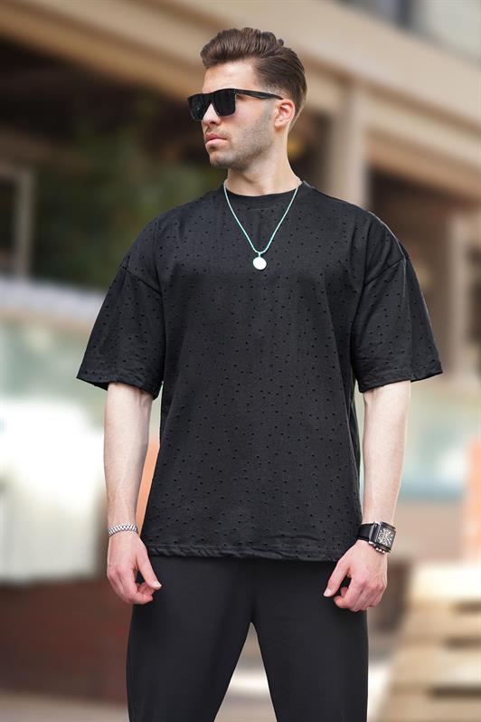 MDX Black Oversized Distressed Detail Cotton T-shirt 7032 - Huber Heights