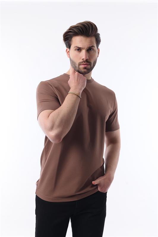 MDX Brown Bicycle Collar Basic Short Sleeve T-Shirt 7042 - Cologno Monzese