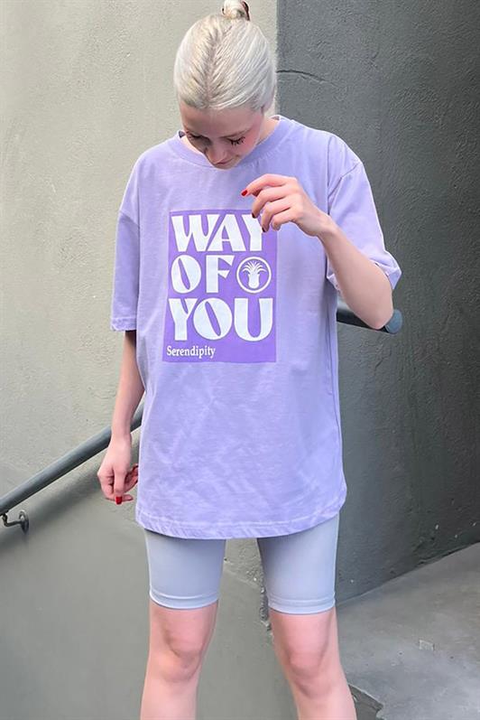 MDX Purple Printed Oversized T-shirt with Bicycle Collar MG1999 - Radebeul