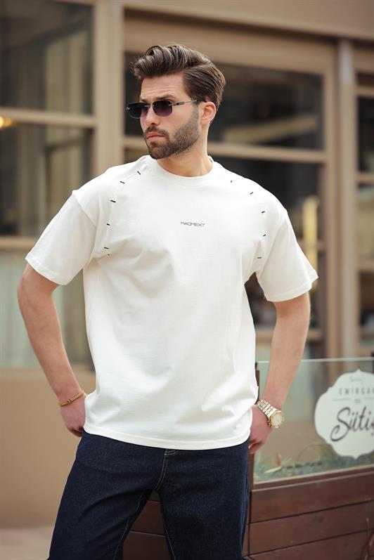 MDX Ecru Printed Embroidered Detail Men's T-shirt E7108 - Nordhausen
