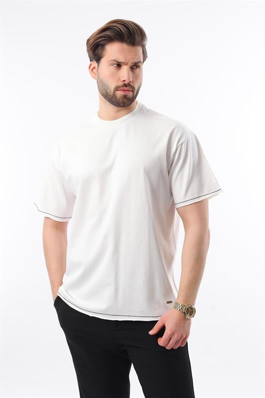 MDX Madmext Ecru Bicycle Neck Basic Men's T-Shirt E7105 - San Ramon