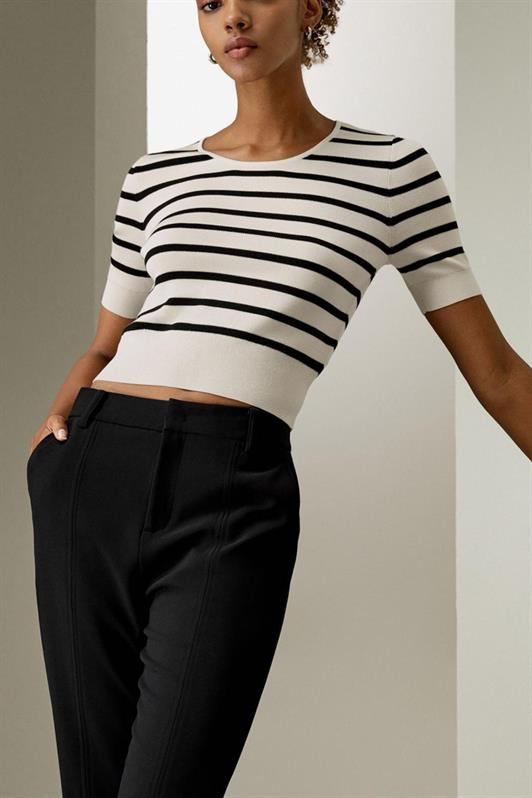 MDX White Bicycle Collar Striped Women's T-shirt Mg2400 - Venlo