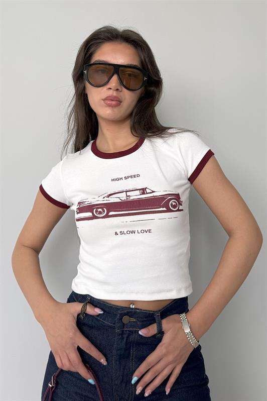 MDX White Printed Ribbed Women's T-shirt Mg2449 - Berdiansk
