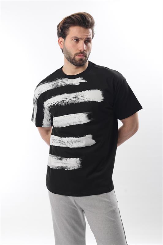 MDX Black Printed Regular Fit Men's T-shirt E7107 - Danbury
