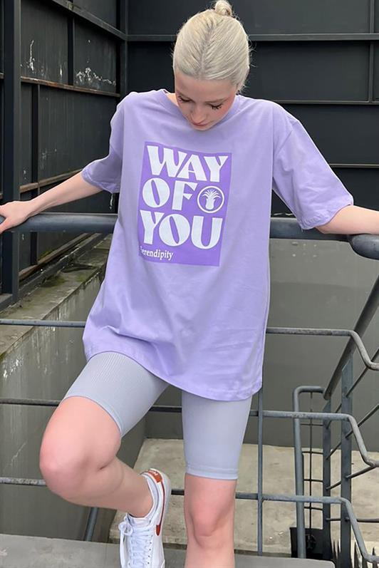 MDX Purple Printed Oversized T-shirt with Bicycle Collar MG1999 - Radebeul