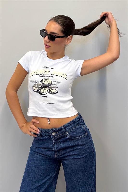 MDX Beyaz Baskılı Kadın Tişört Mg2491 - Petaluma