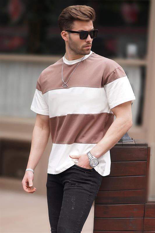 MDX Mink Oversize Color Block Bicycle Neck T-Shirt 7020 - Lima