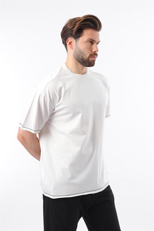 MDX Madmext Ecru Bicycle Neck Basic Men's T-Shirt E7105 - San Ramon