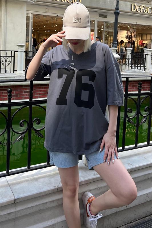 MDX Smoke Printed V Neck Oversized T-shirt MG2037 - Bristol
