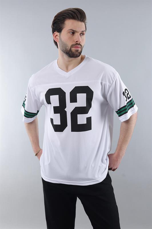 MDX White Printed V-Neck Men's T-Shirt E5838 - Bad Salzuflen