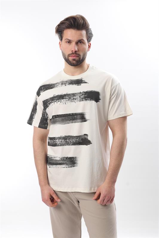 MDX Ecru Printed Regular Fit Men's T-shirt E7107 - Auxerre