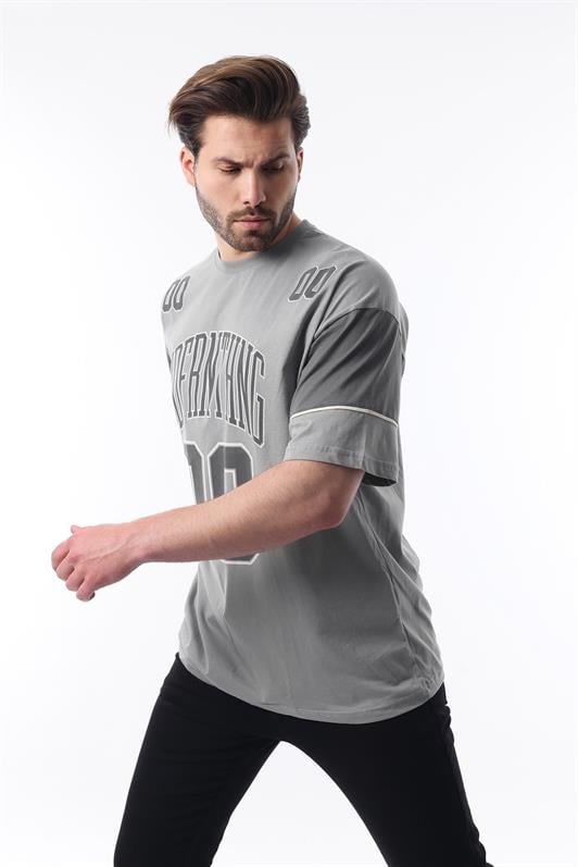 MDX Dyed Gray Printed Cotton Oversize Men's T-shirt 7035 - Torres Vedras