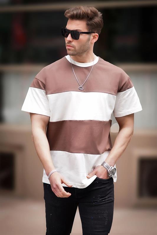 MDX Mink Oversize Color Block Bicycle Neck T-Shirt 7020 - Lima