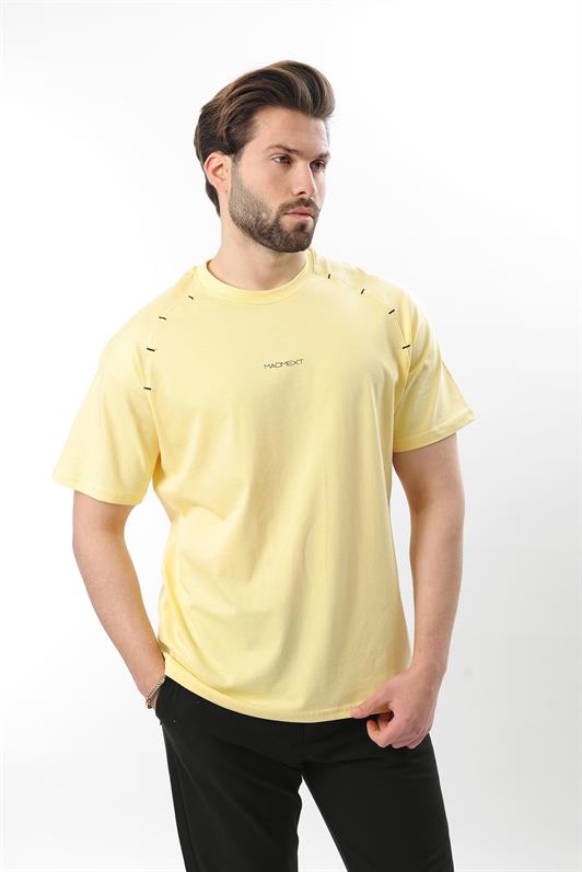 MDX Yellow Printed Embroidered Detail Men's T-shirt E7108 - Accrington