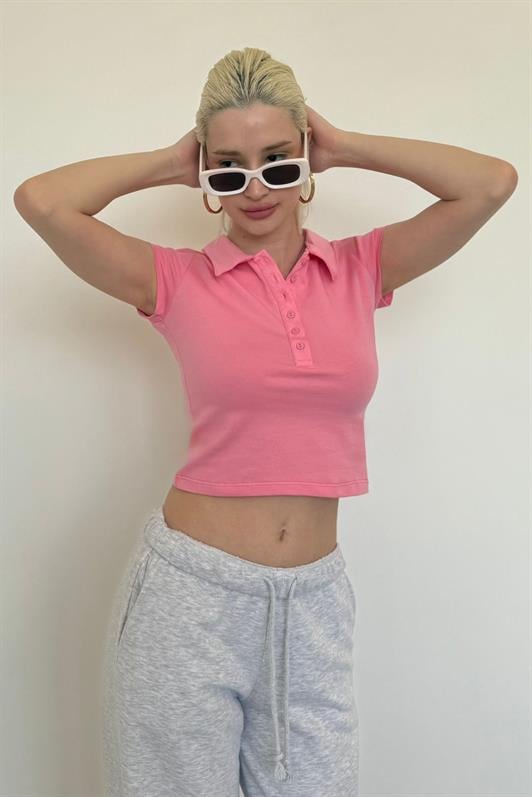 MDX Pink Polo Neck Basic Women's T-Shirt Mg2455 - Cerignola