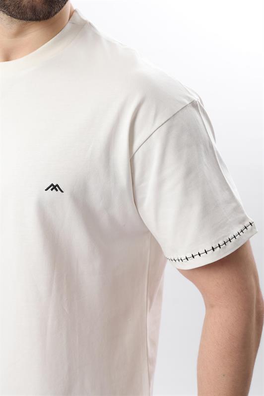 MDX Ecru Embroidered Detail Men's T-shirt E7112 - Cascais