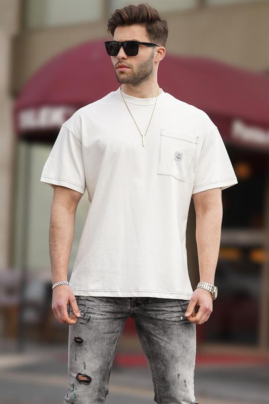 MDX Ecru Oversize Pocket Detail Men's T-shirt 7001 - West Sacramento