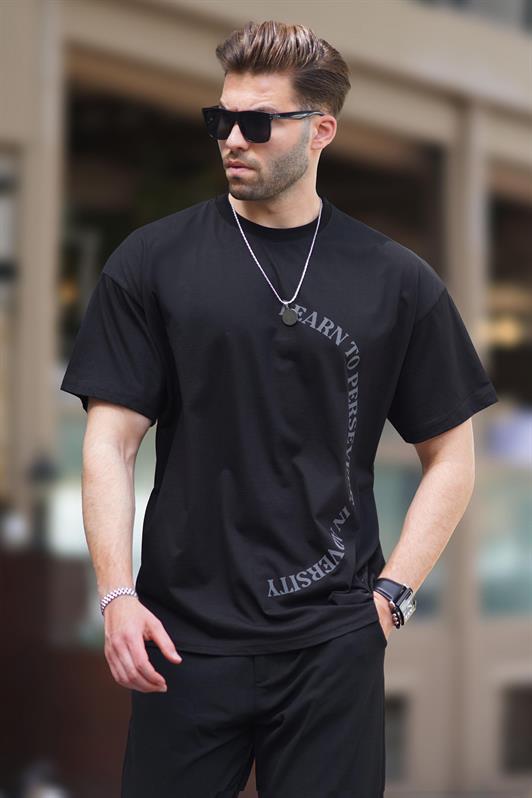MDX Black Bicycle Collar Printed Short Sleeve Oversized T-shirt 7040 - South Brunswick