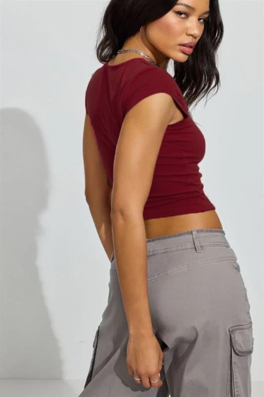 MDX Burgundy Square Neck Women's T-shirt MG2294 - Savona