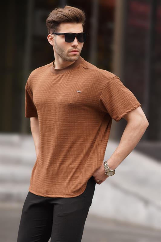 MDX Brown Oversize Bicycle Neck Men's T-Shirt 6191 - Myrhorod