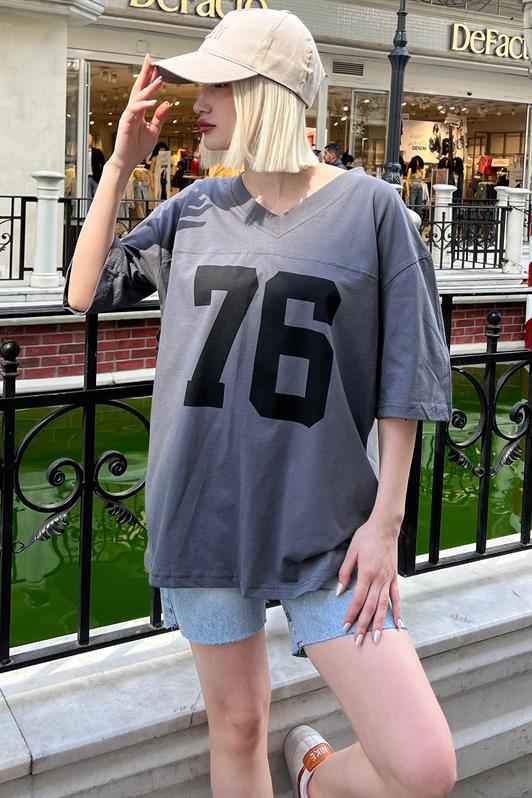 MDX Smoke Printed V Neck Oversized T-shirt MG2037 - Bristol