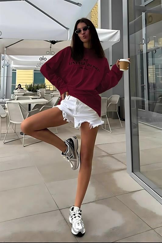 MDX Burgundy Printed Long Sleeve T-Shirt Mg2451 - Porirua