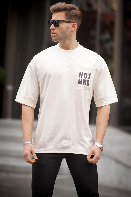 MDX Ecru Pocket Detailed Oversized T-shirt 7008 - Oviedo