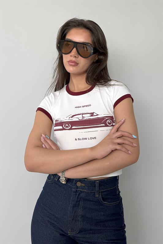 MDX White Printed Ribbed Women's T-shirt Mg2449 - Berdiansk