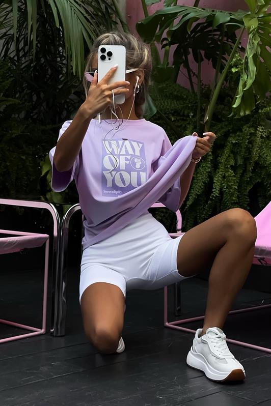 MDX Purple Printed Oversized T-shirt with Bicycle Collar MG1999 - Radebeul
