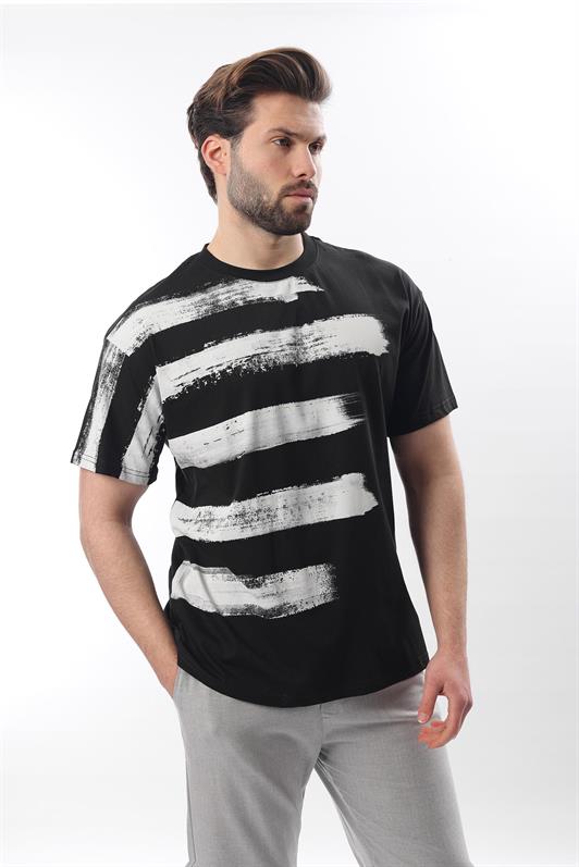 MDX Black Printed Regular Fit Men's T-shirt E7107 - Danbury