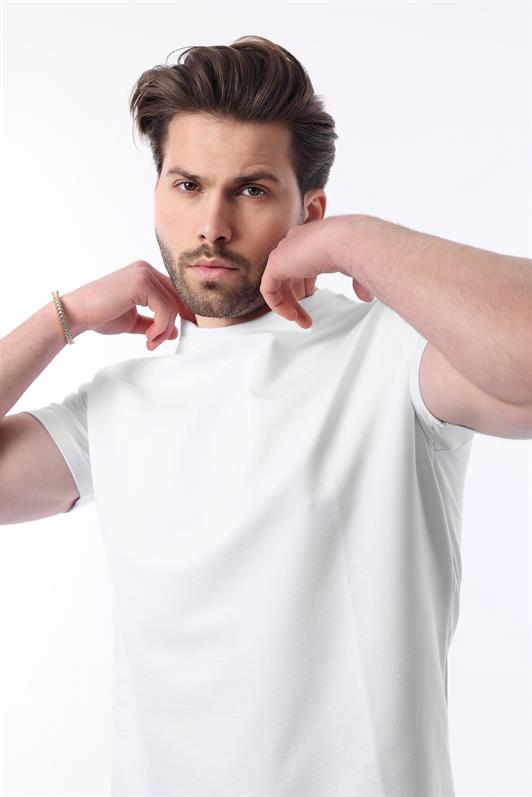 MDX White Bicycle Collar Basic Short Sleeve T-Shirt 7042 - Cinisello Balsamo