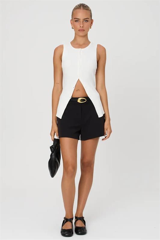 MDX White Zero Sleeve Buttoned Knit T-shirt MG2102 - Nîmes