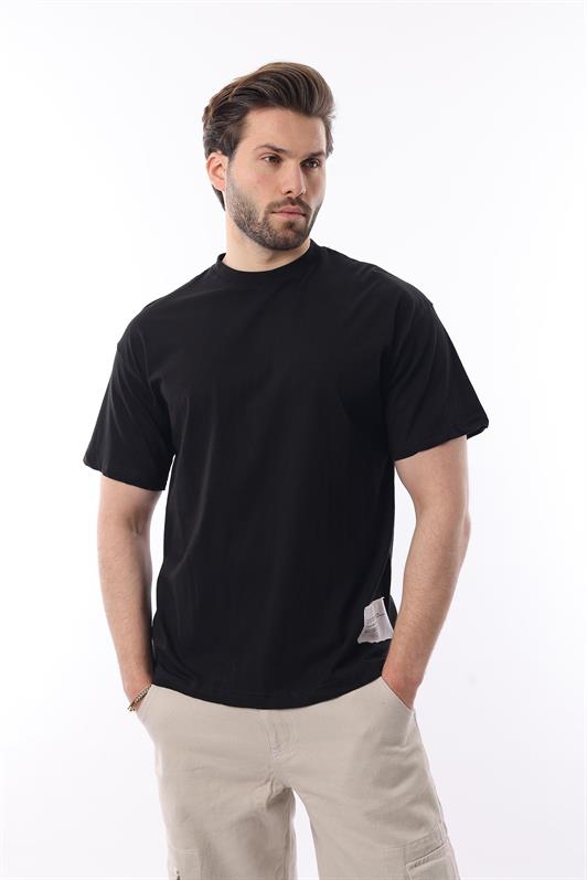 MDX Black Bicycle Collar Cotton Patch Detailed Overfit T-shirt 7019 - Torquay