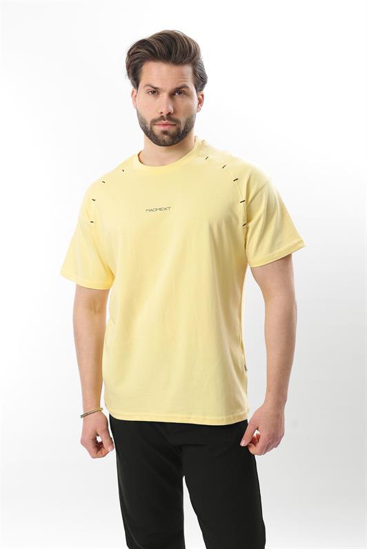 MDX Yellow Printed Embroidered Detail Men's T-shirt E7108 - Accrington