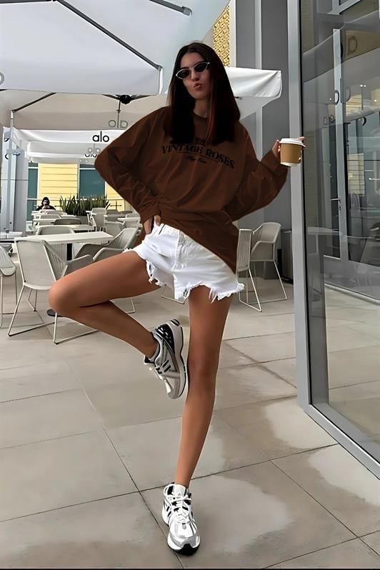 MDX Brown Printed Long Sleeve T-Shirt Mg2451 - Jocotepec