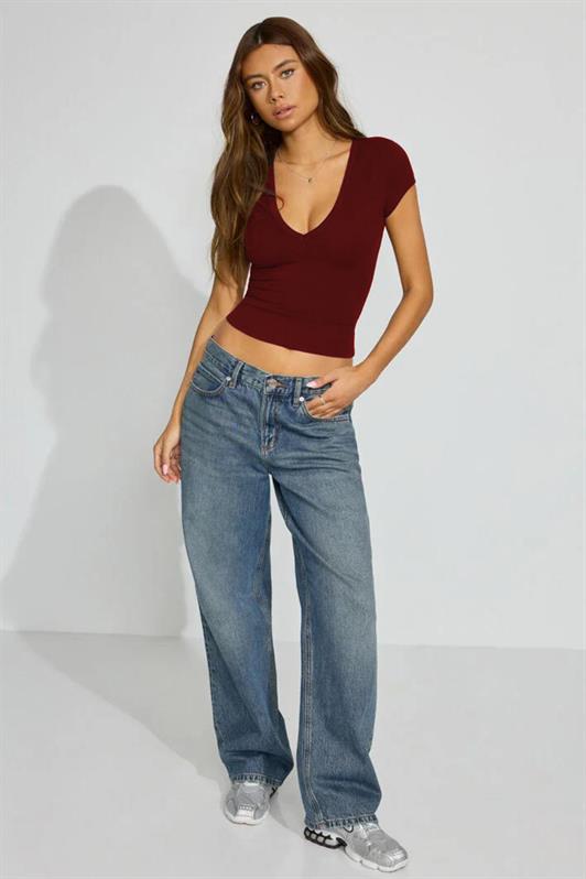 MDX Burgundy V-Neck Basic Women's T-Shirt Mg2450 - Pensacola