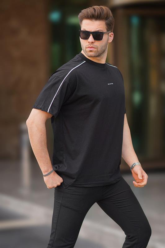 MDX Black Oversized Bicycle Neck T-shirt 7009 - Milan