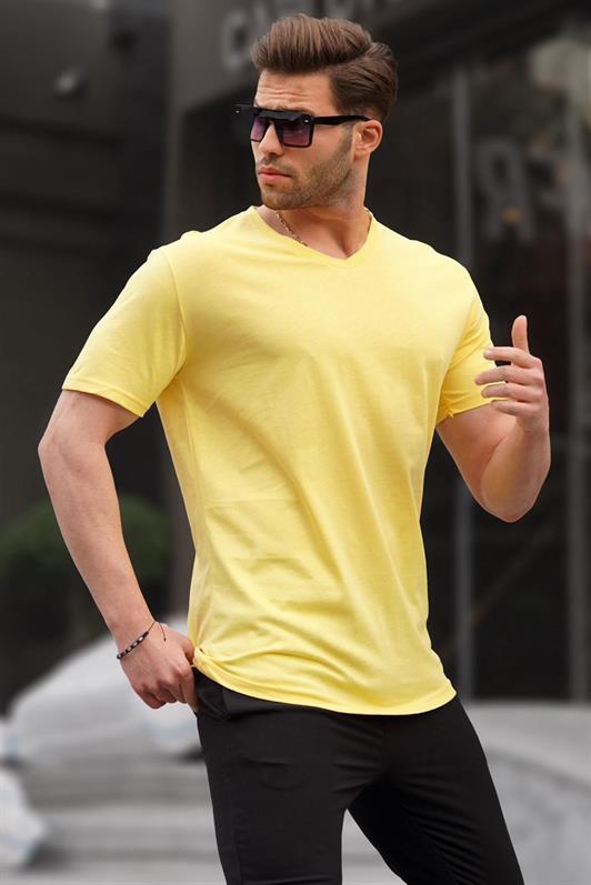 MDX Madmext Basic V Neck Yellow T-shirt 5281 - Marsala