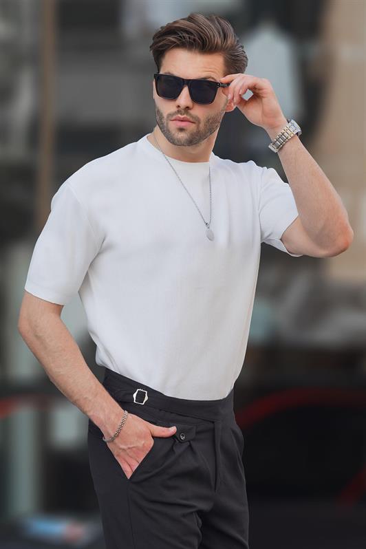 MDX White Bicycle Collar Short Sleeve Knit Men's T-shirt 6899 - Tübingen