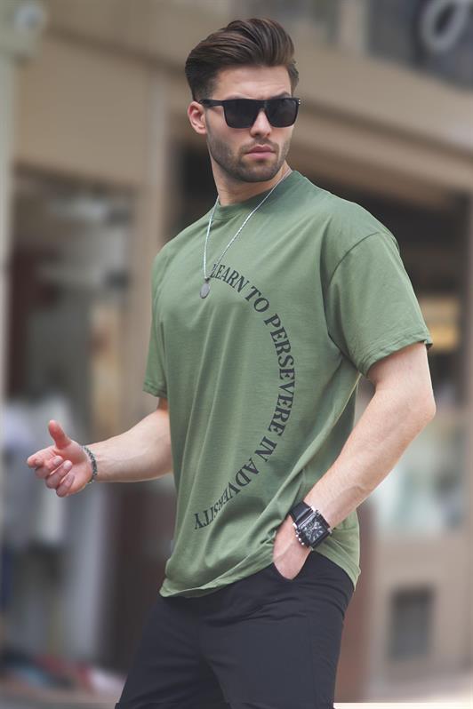 MDX Haki Bicycle Collar Printed Short Sleeve Oversized T-shirt 7040 - Schweinfurt