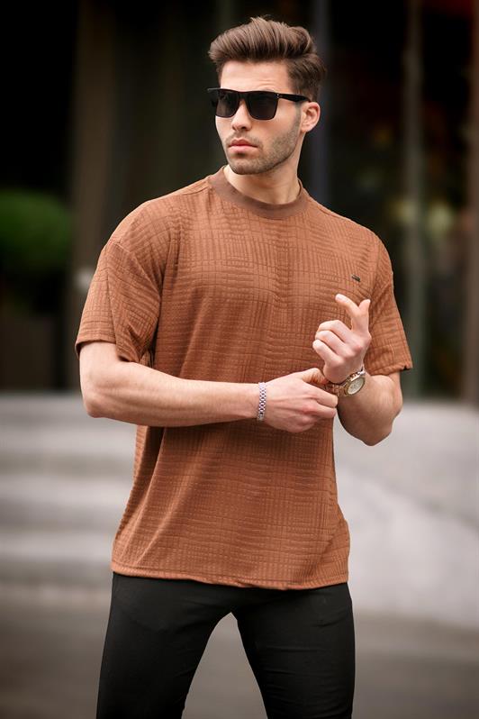 MDX Brown Oversize Bicycle Neck Men's T-Shirt 6191 - Myrhorod