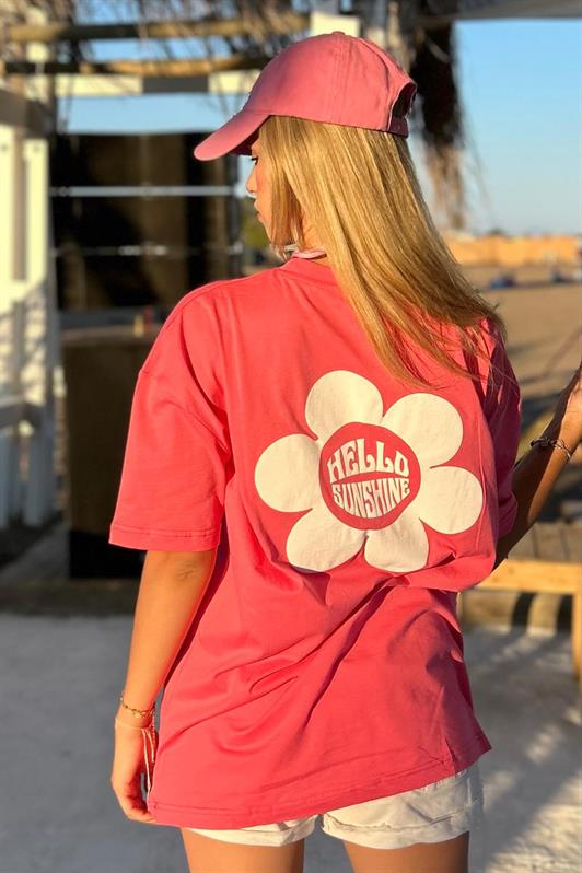 MDX Pink Printed Oversized Round Neck Women's T-Shirt MG1472 - Santa Cruz Xoxocotlán