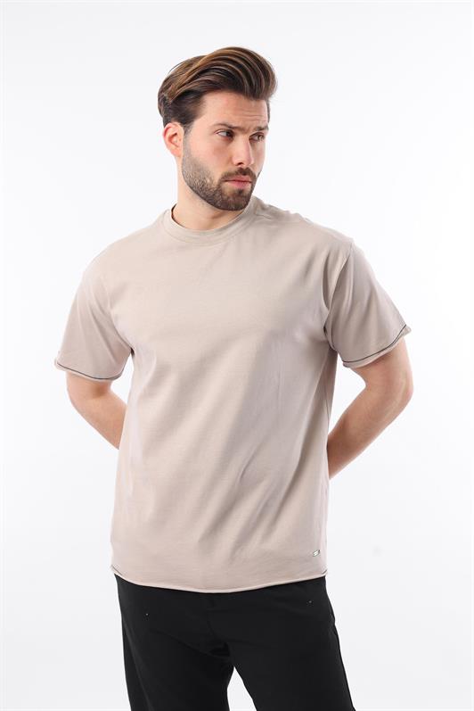 MDX Madmext Beige Bicycle Collar Basic Men's T-Shirt E7105 - Zaanstad
