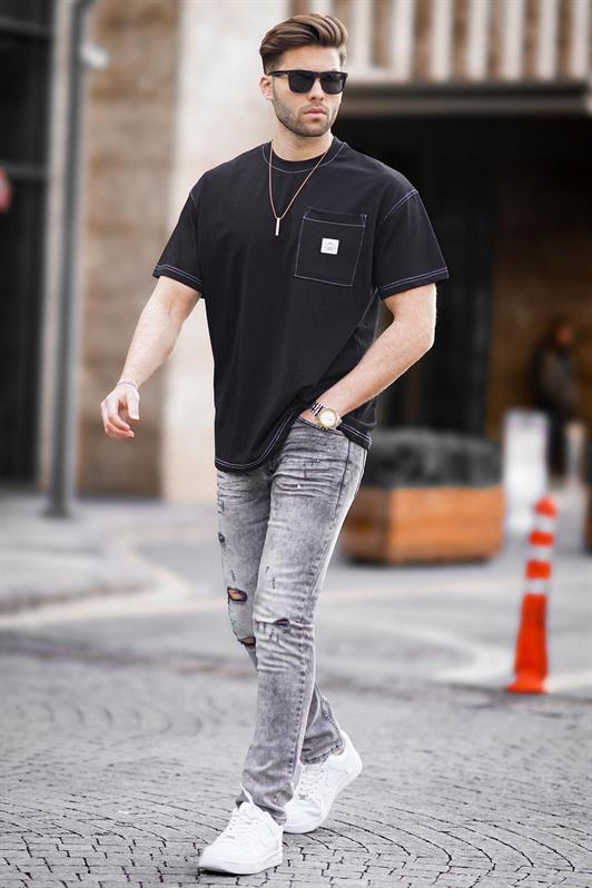 MDX Black Oversized Pocket Detail Men's T-shirt 7001 - Hilo