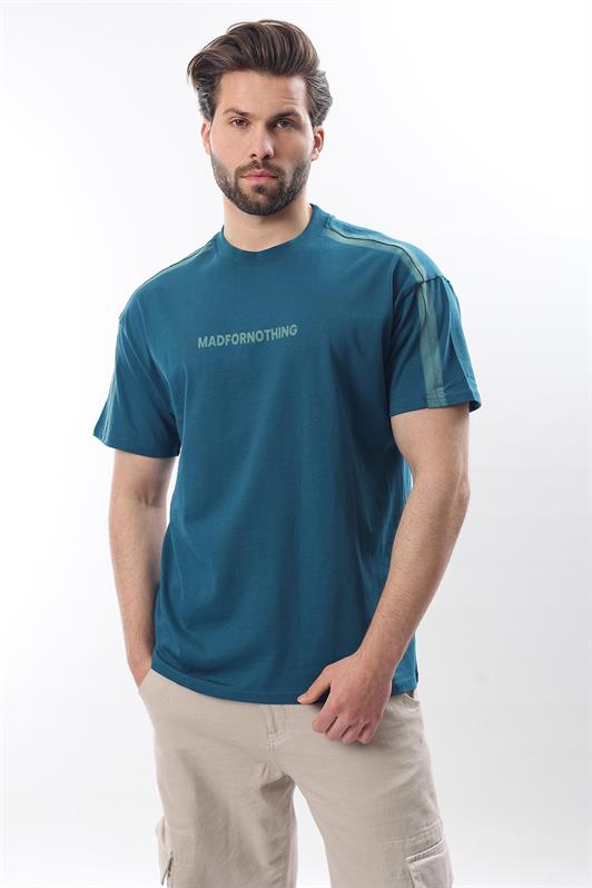 MDX Petrol Blue Bicycle Collar Printed Men's T-shirt E7110 - Woolwich