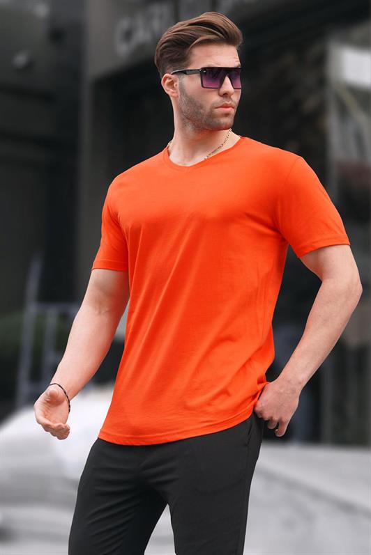 MDX Madmext Basic V Neck Orange T-shirt 5281 - Oss
